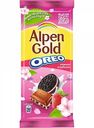 Шоколад молочный Alpen Gold с клубничной начинкой и кусочками печенья Орео, 90 г
