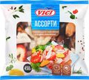 Ассорти из морепродуктов варено-мороженное VICI с изделиями формованными (имитация из сурими), 450г