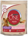 Сухой корм для собак Purina ONE МИНИ Чувствительная для мелких пород с лососем и рисом, 600 г