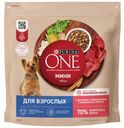 Корм для взрослых собак Мини Purina One 1,5кг говядина и рис