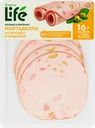 Колбаса вареная ЛЕНТА LIFE Мортаделла легкая, из курицы и индейки, нарезка