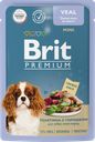 Корм консервированный для взрослых собак BRIT Premium Телятина с зеленым горошком в соусе, 85г