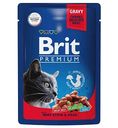 Влажный корм для кошек Brit Premium говядина-горошек в соусе, 85г