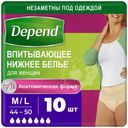 Впитывающее нижнее белье Depend для женщин M-L, 10шт