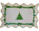 Блюдо новогоднее прямоугольное, цвет белый, золотой, зеленый, 36см